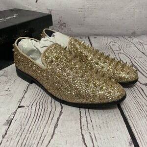 Alberto Fellini Shoes Mens Size 11 Gold Loafers Sparko Fashion‎ Spiked Dressy